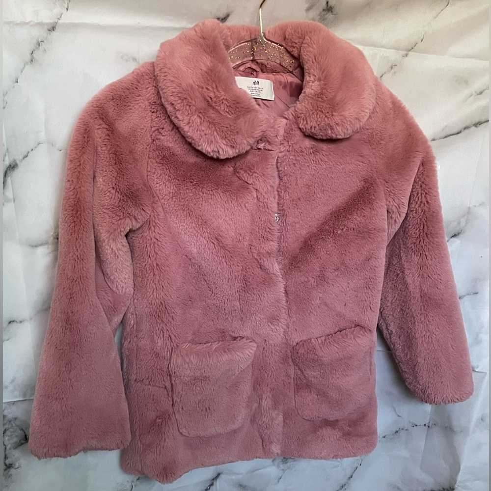 H&M Kids Pink Faux Fur Puffer Coat